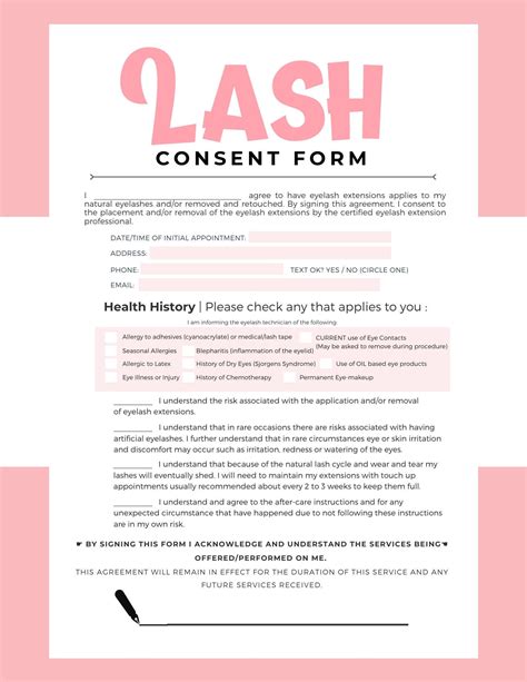 Printable Lash Consent Form